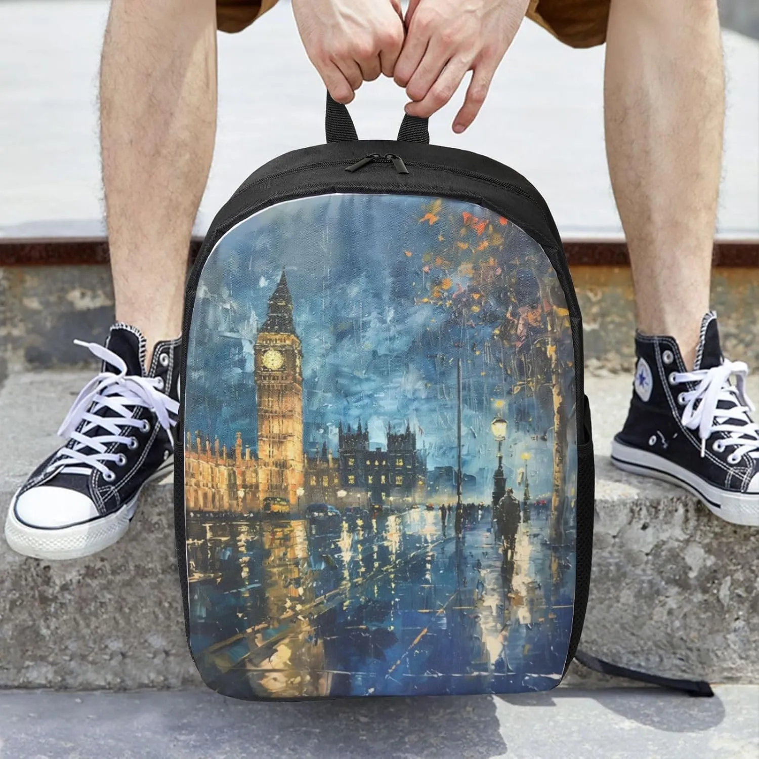 uk art print Lightweight Casual Travel Backpack with Laptop Compartments for Women men