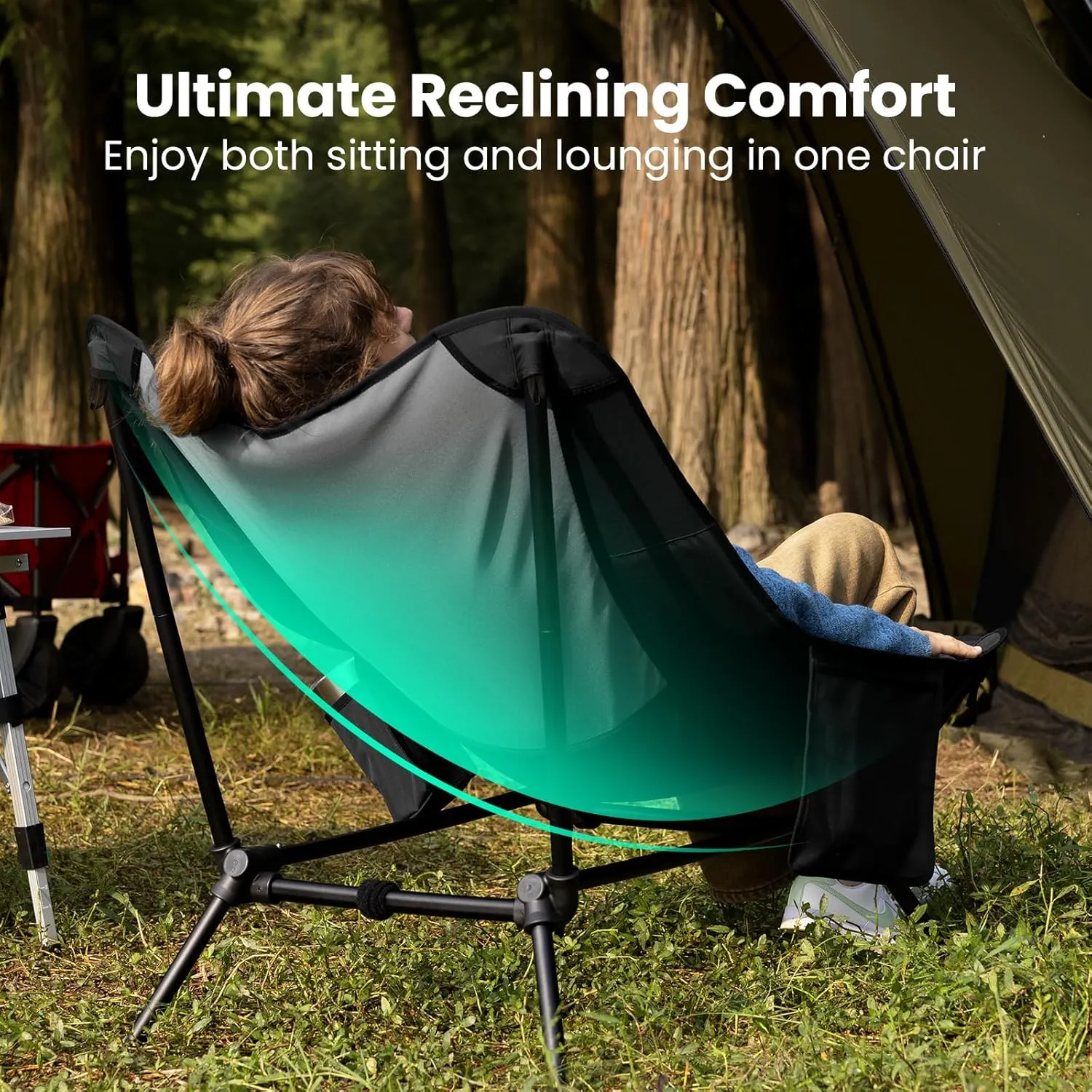 Ultralight Lounge Camping Chair for Adults Lightweight 7075 Aluminum Compact Beach Chair High Back Reclining Comfortable Lawn Chair for Camping Hiking Lawn Picnic Beach Travel
