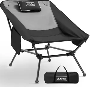 Ultralight Lounge Camping Chair for Adults Lightweight 7075 Aluminum Compact Beach Chair High Back Reclining Comfortable Lawn Chair for Camping Hiking Lawn Picnic Beach Travel