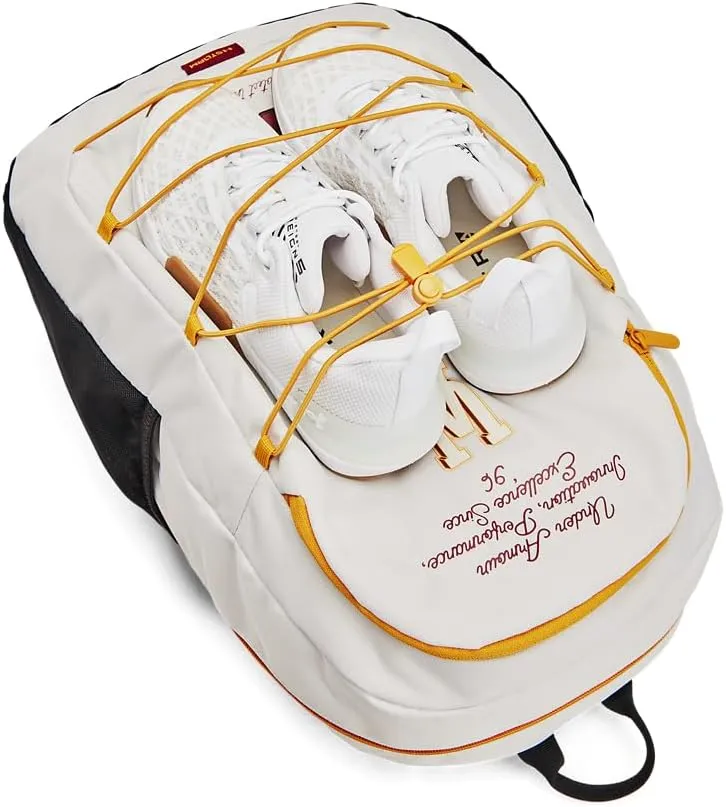 Under Armour Unisex-Adult Hustle Sport Backpack, (114) White Clay/Black/Golden Yellow, One Size Fits All