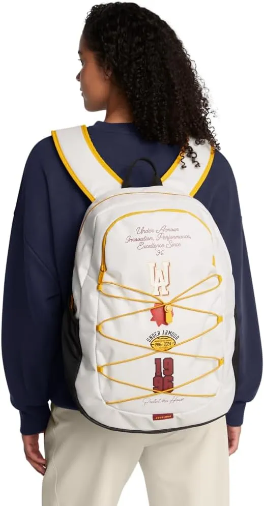 Under Armour Unisex-Adult Hustle Sport Backpack, (114) White Clay/Black/Golden Yellow, One Size Fits All