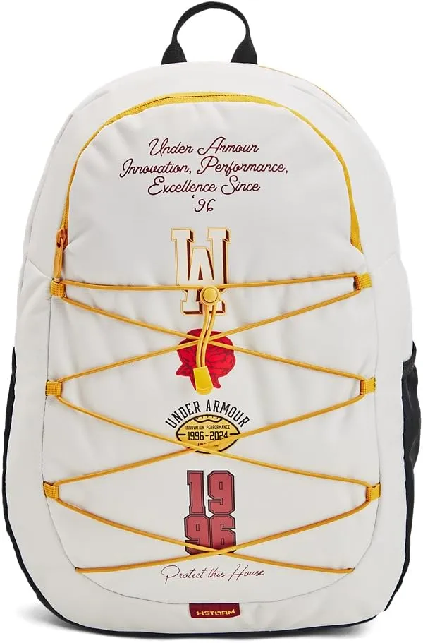 Under Armour Unisex-Adult Hustle Sport Backpack, (114) White Clay/Black/Golden Yellow, One Size Fits All