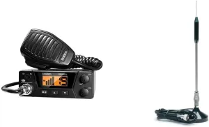 Uniden PRO505XL 40-Channel CB Radio. Pro-Series, Compact Design. Public Address (PA) Function - Black & RoadPro (RP-711) 24" Magnet Mount Stainless Steel CB Antenna Kit