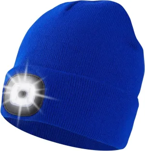 Unisex Beanie Hat with Light, USB Rechargeable LED Headlamp Cap Warm Knit Hats for Winter Safety，Gifts for Men Women Dad