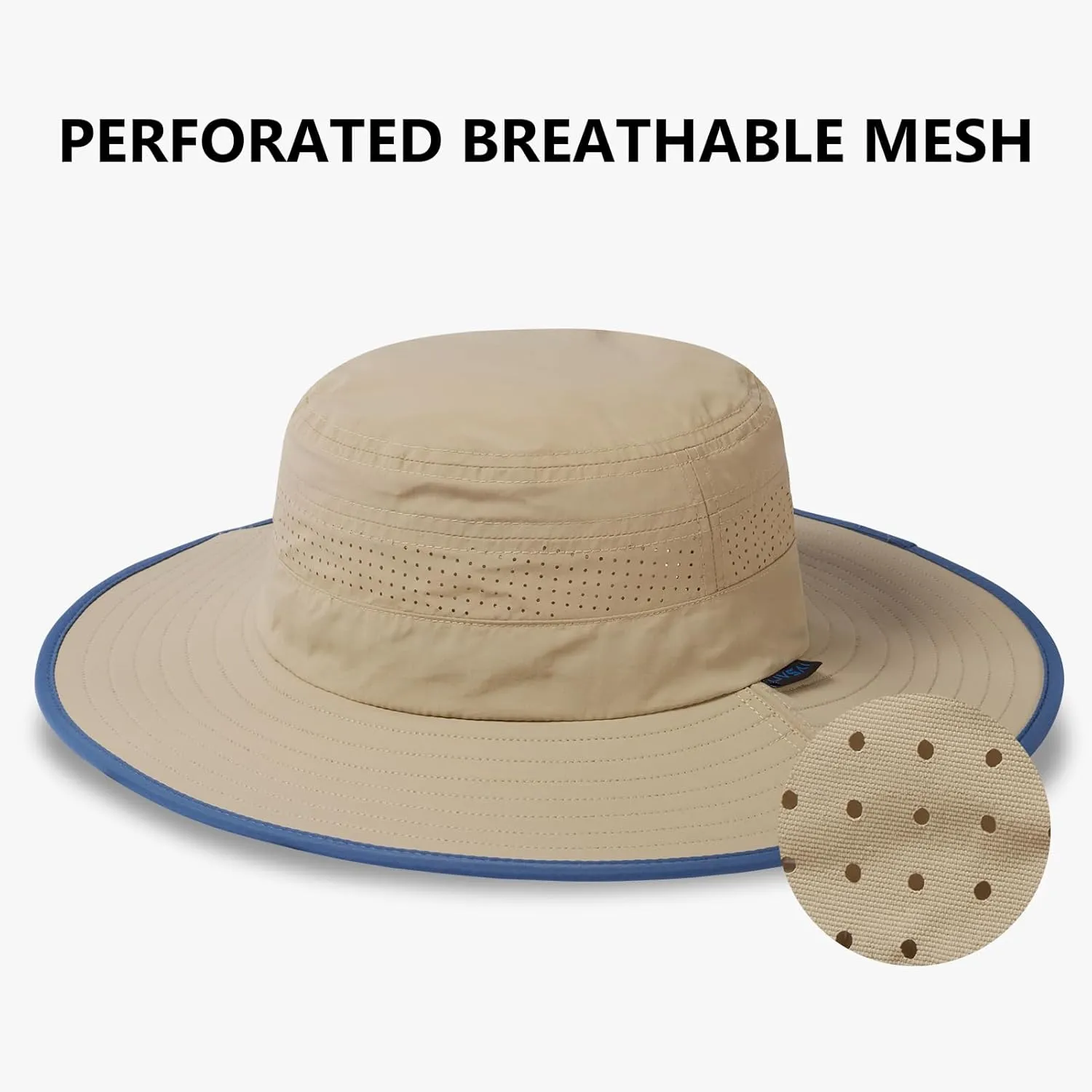UPF 50  Foldable Brim Water-Resistant Sun Bucket Hat with Laser Perforated Mesh Adjustable for Men Women Outdoor