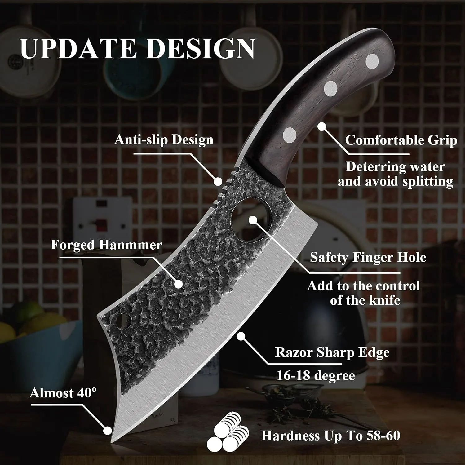 Upgraded Huusk Kitchen Chef Knife Viking Knife with Sheath Japanese Forged Japan Knives Boning Knife Multipurpose Meat Knives Outdoor Camping BBQ Knife with Gift Box