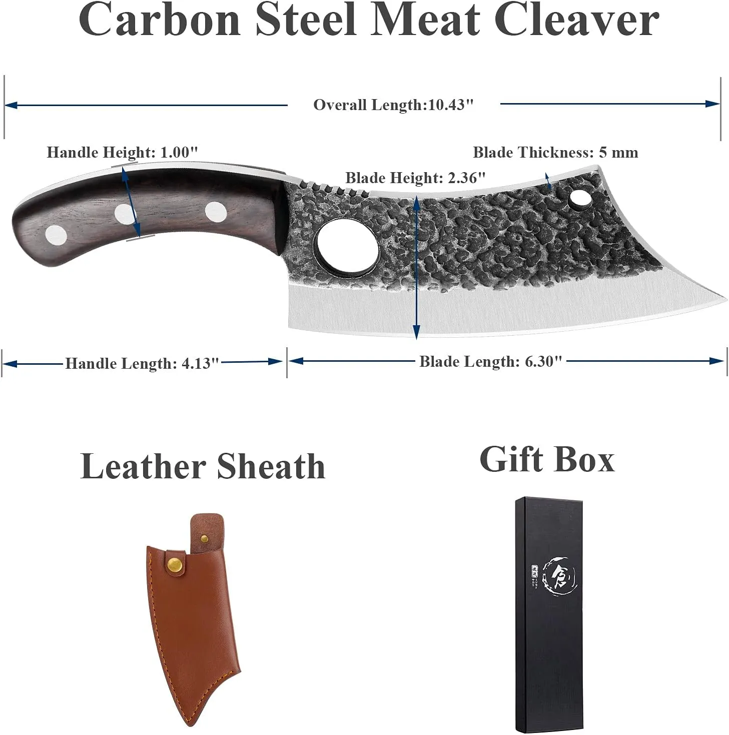 Upgraded Huusk Kitchen Chef Knife Viking Knife with Sheath Japanese Forged Japan Knives Boning Knife Multipurpose Meat Knives Outdoor Camping BBQ Knife with Gift Box