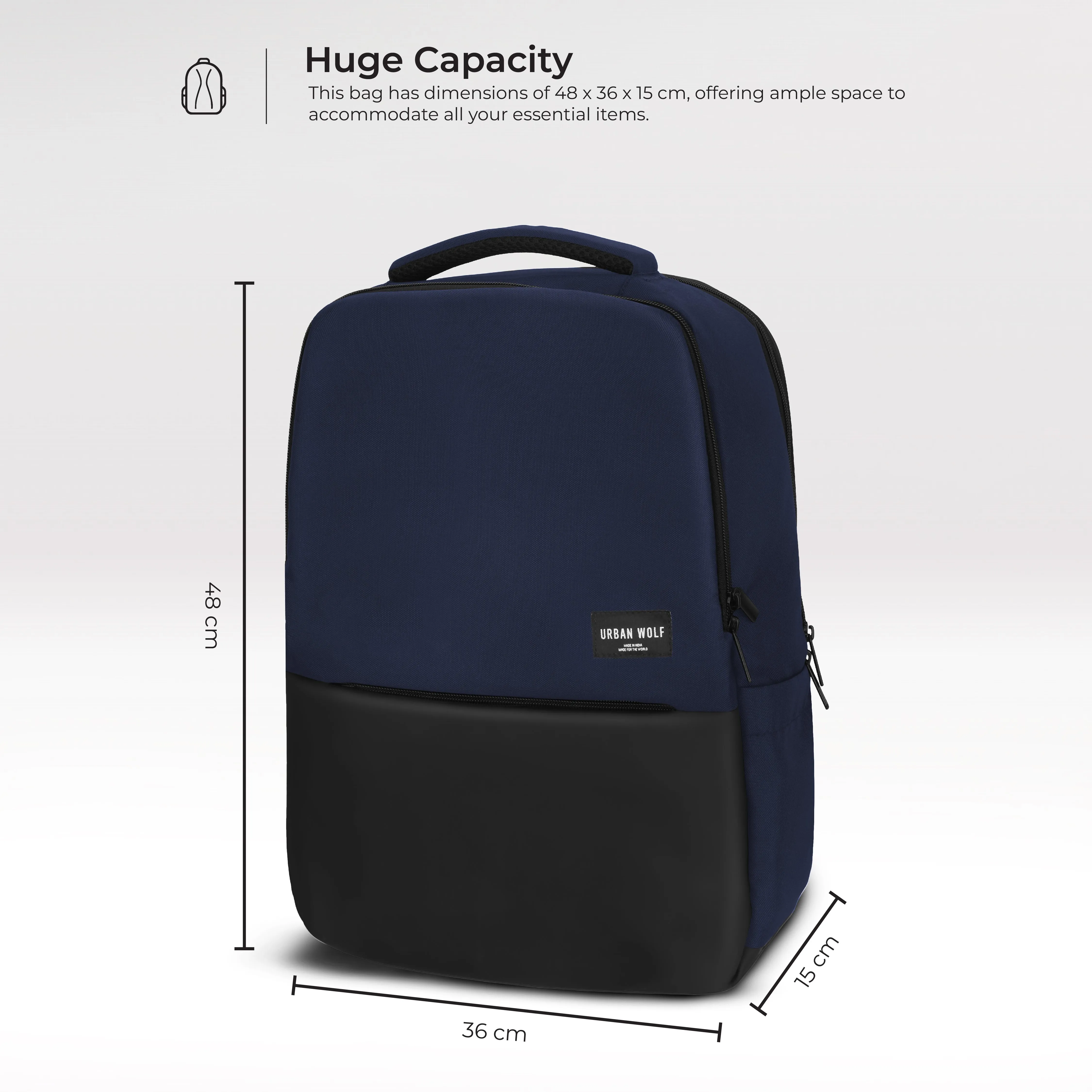 URBAN WOLF Business Casual 30L Dual Compartment Water Resistant Laptop Backpack (BLUE)