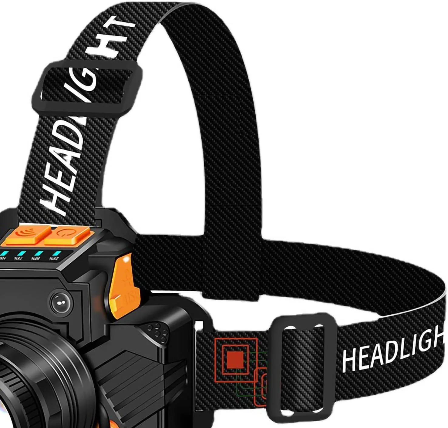 USB Charging Head Torch with Sensor LED and Zoom, Strong Light Headlamp for Outdoor Flashlight, Battery Included (White Light)