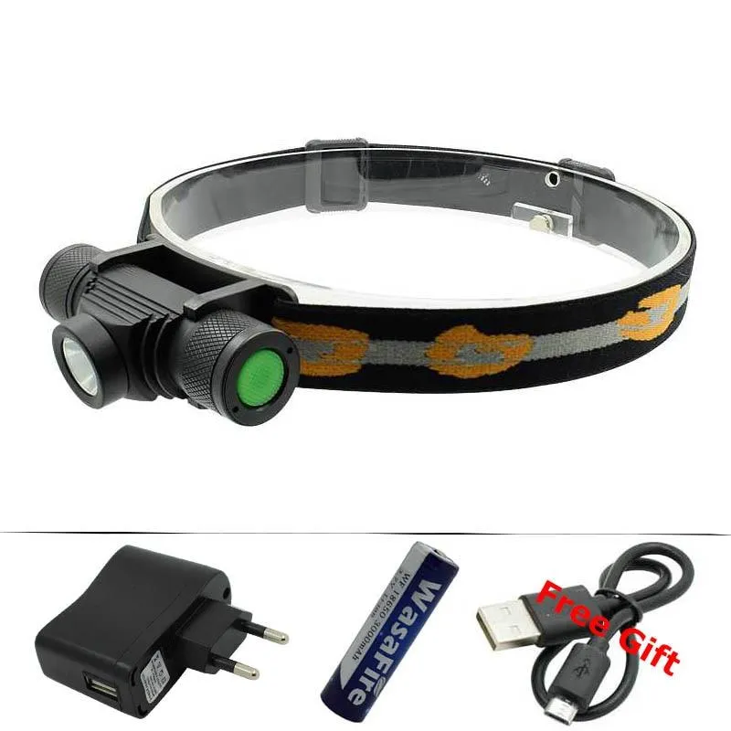 USB Rechargeable 18650 Battery Headlamp XM-L2 LED Headlight White Light Head Torch Lamp Flashlight for Camping Fishing Hunting