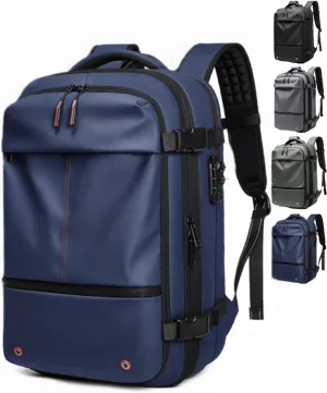 Vacpack Backpack with Vacuum, 60l Expandable Travel with Pump, Vacuum Seal Compression Travel Backpack (Blue-One-way exhaust valve)