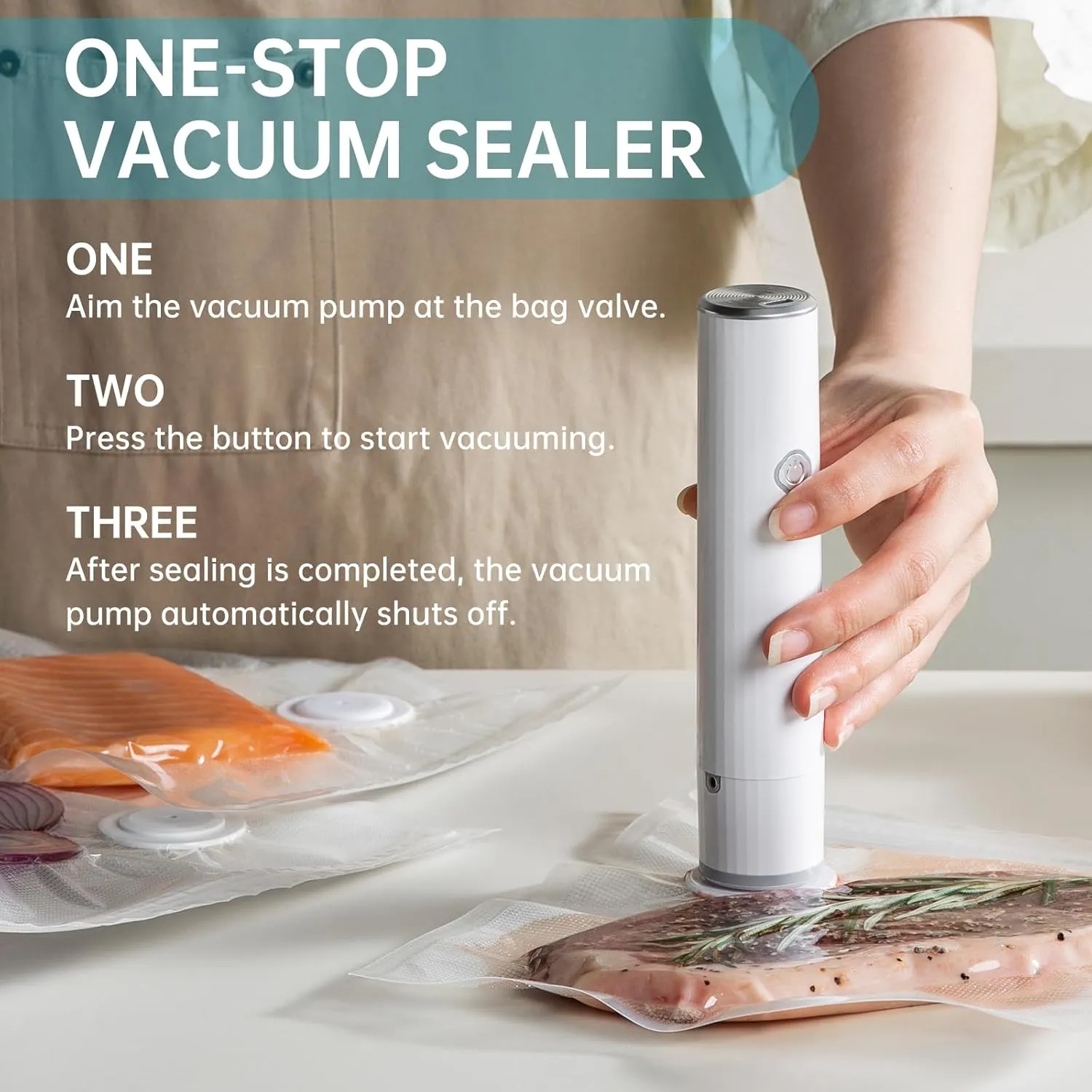 Vacuum Sealer, Handheld Vacuum Sealer for Food, Portable Vacuum Sealer Kit with 22 Reusable Sous Vide Bags, Compact Cordless Vacuum Sealer Machine for Travel, Fresh & Save Meal Prep