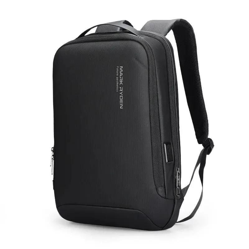 Vegan Slim Minimalist Backpack Scratch Resistant With USB