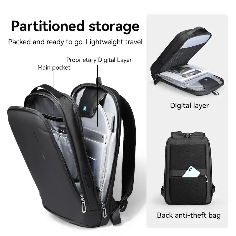 Vegan Slim Minimalist Backpack Scratch Resistant With USB