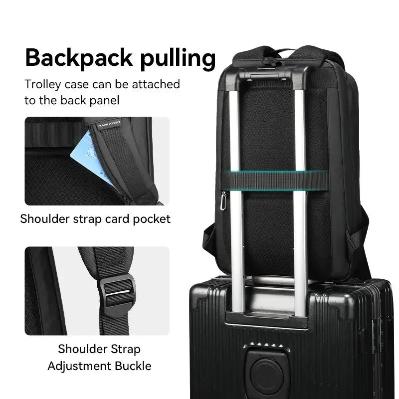 Vegan Slim Minimalist Backpack Scratch Resistant With USB