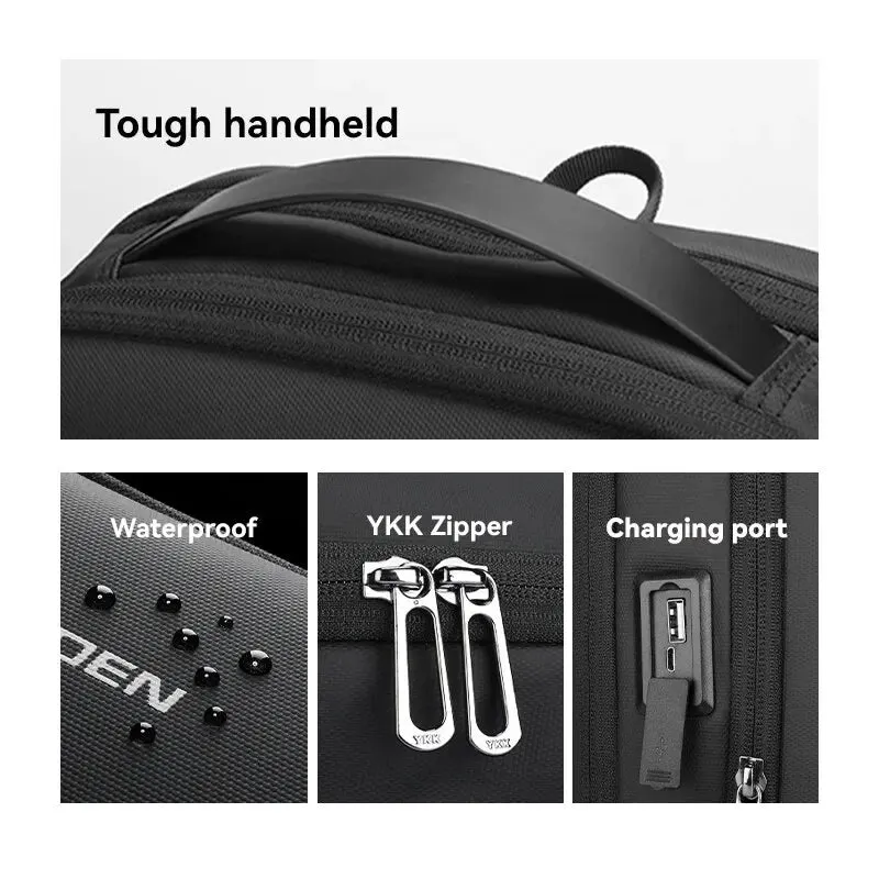 Vegan Slim Minimalist Backpack Scratch Resistant With USB