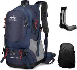 Vellyhiker 50L Hiking Backpack for Outdoor Camping Travel Cycling Daypack Ultralight Backpack for Adults Travel Daypack (Blue)