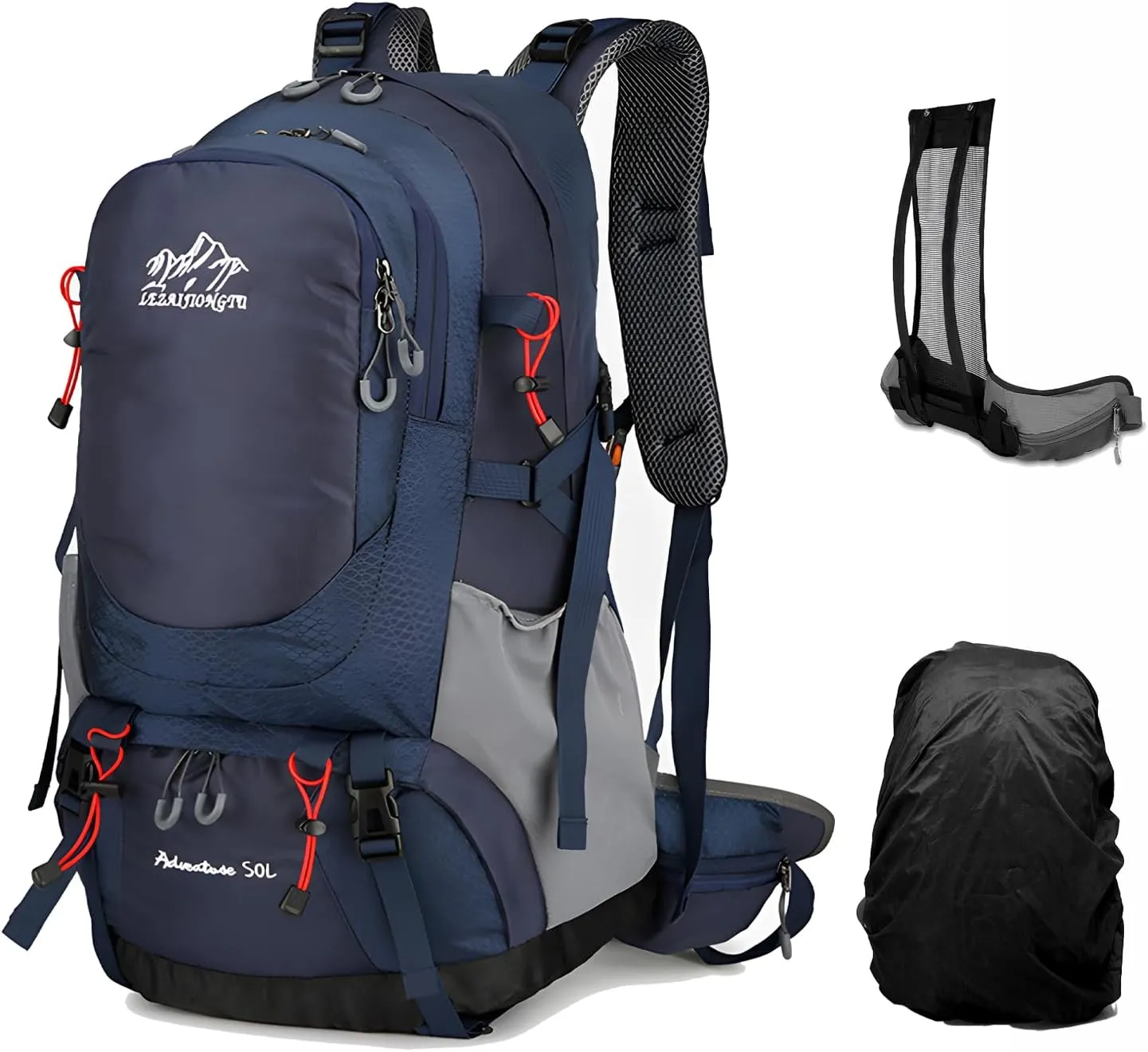 Vellyhiker 50L Hiking Backpack for Outdoor Camping Travel Cycling Daypack Ultralight Backpack for Adults Travel Daypack (Blue)
