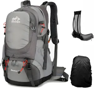 Vellyhiker 50L Hiking Backpack for Outdoor Camping Travel Cycling Daypack Ultralight Backpack for Adults Travel Daypack (Gray)