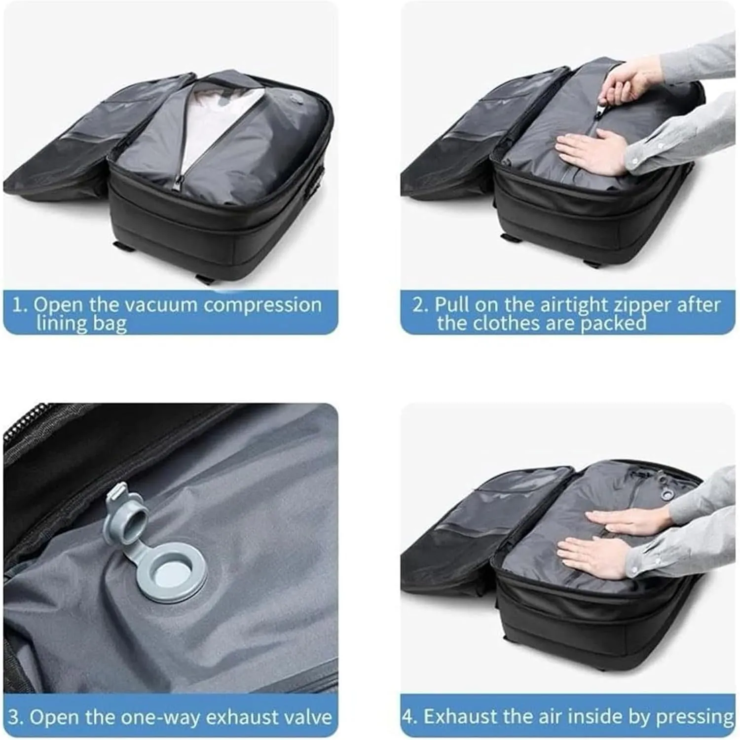 Veloutte Travel Backpack, Veloussette Space Bag, Velouette Space Bag, Vacpack Backpack with Vacuum, Travel Smart with Vacuum Compression & Waterproof Design (D)