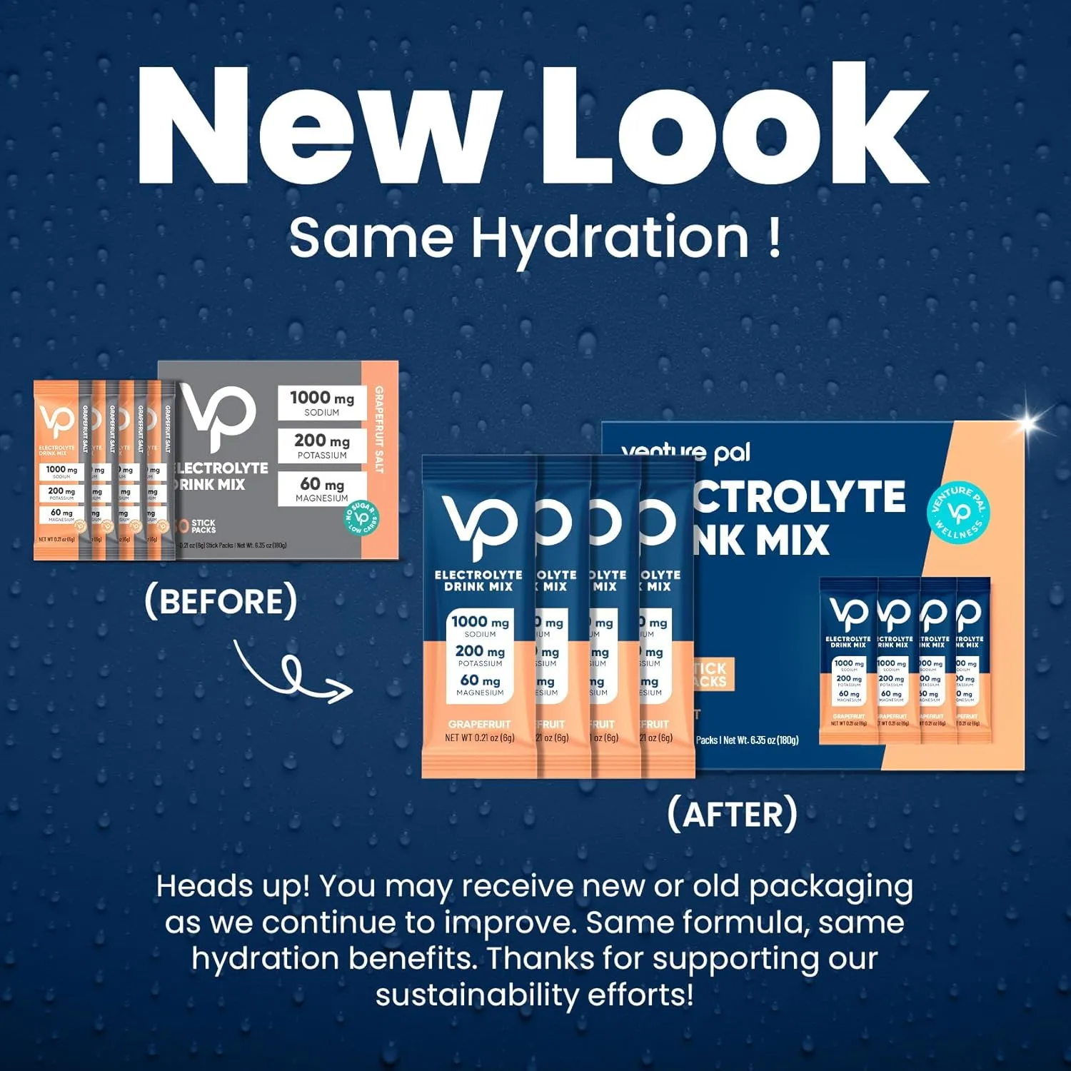 Venture Pal High Sodium Sugar Free Electrolytes Powder Packet - Hydration Packets | Zero Calories | Vegan | Keto & Paleo Friendly Electrolyte Drink Mix | 30 Stick | Packaging May Vary