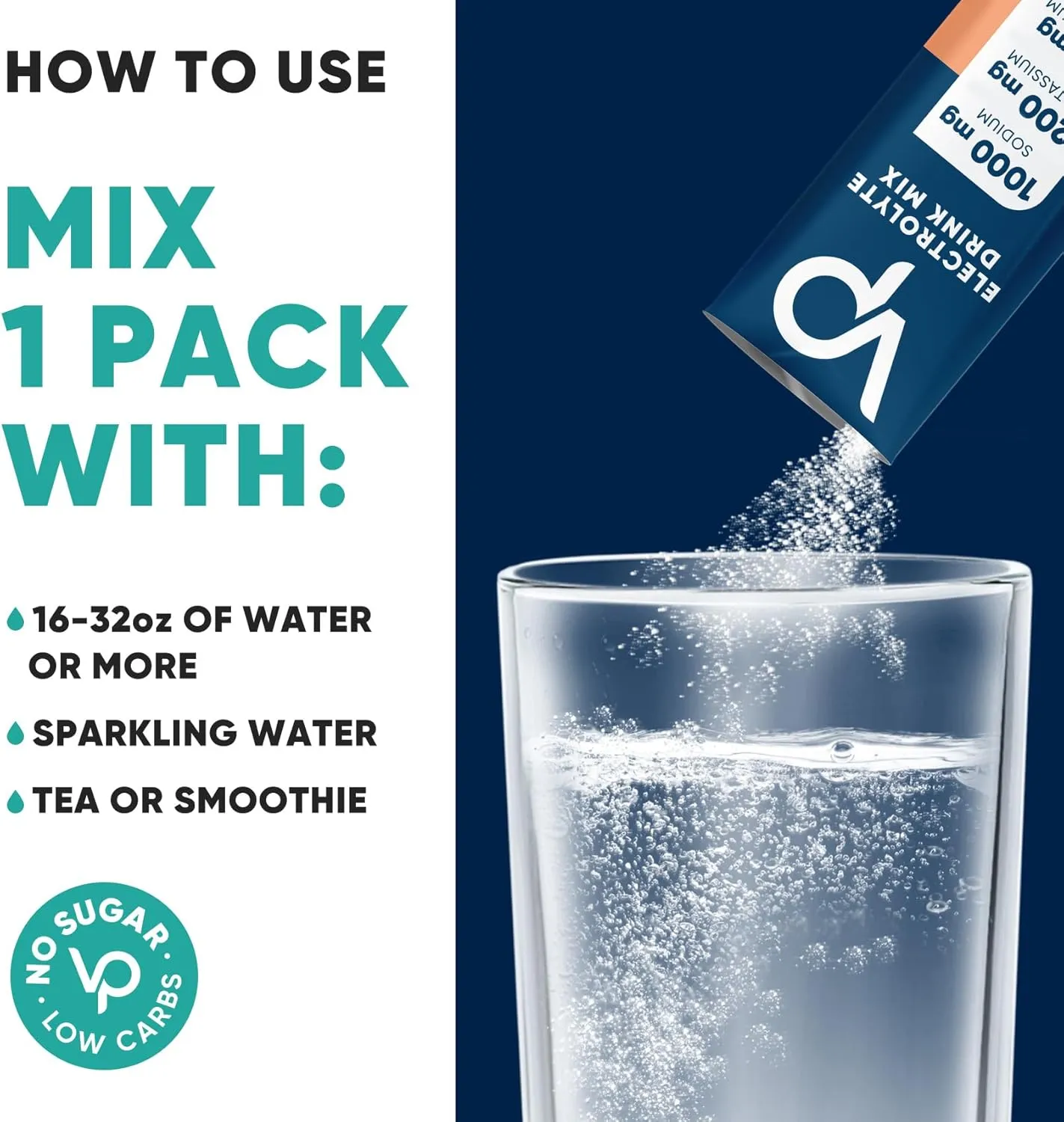 Venture Pal High Sodium Sugar Free Electrolytes Powder Packet - Hydration Packets | Zero Calories | Vegan | Keto & Paleo Friendly Electrolyte Drink Mix | 30 Stick | Packaging May Vary