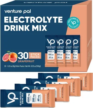 Venture Pal High Sodium Sugar Free Electrolytes Powder Packet - Hydration Packets | Zero Calories | Vegan | Keto & Paleo Friendly Electrolyte Drink Mix | 30 Stick | Packaging May Vary