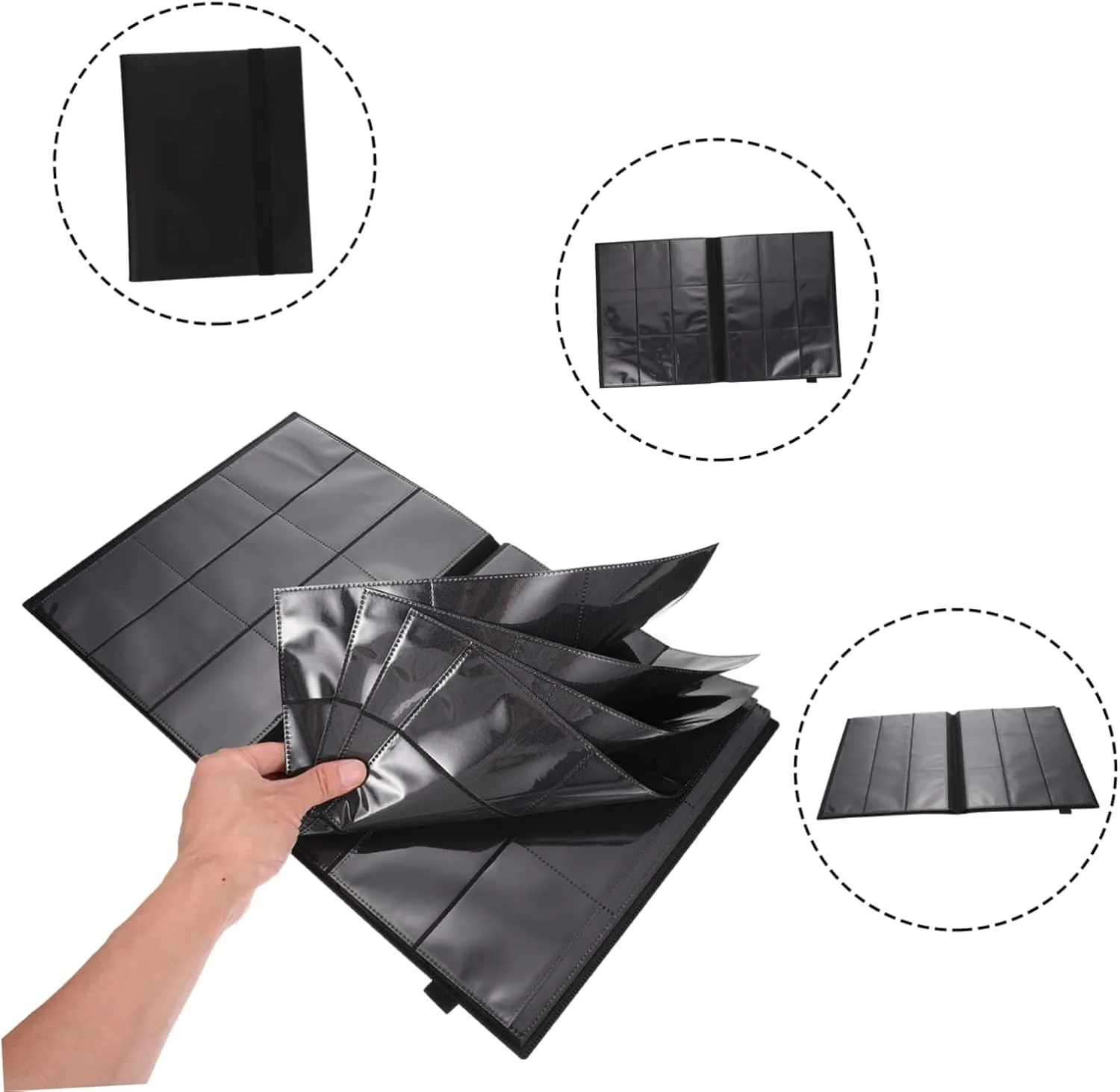 VICASKY Gaming Card Holder Album Compact Collector Storage Book for Trading Cards Design for Travel Organization Black