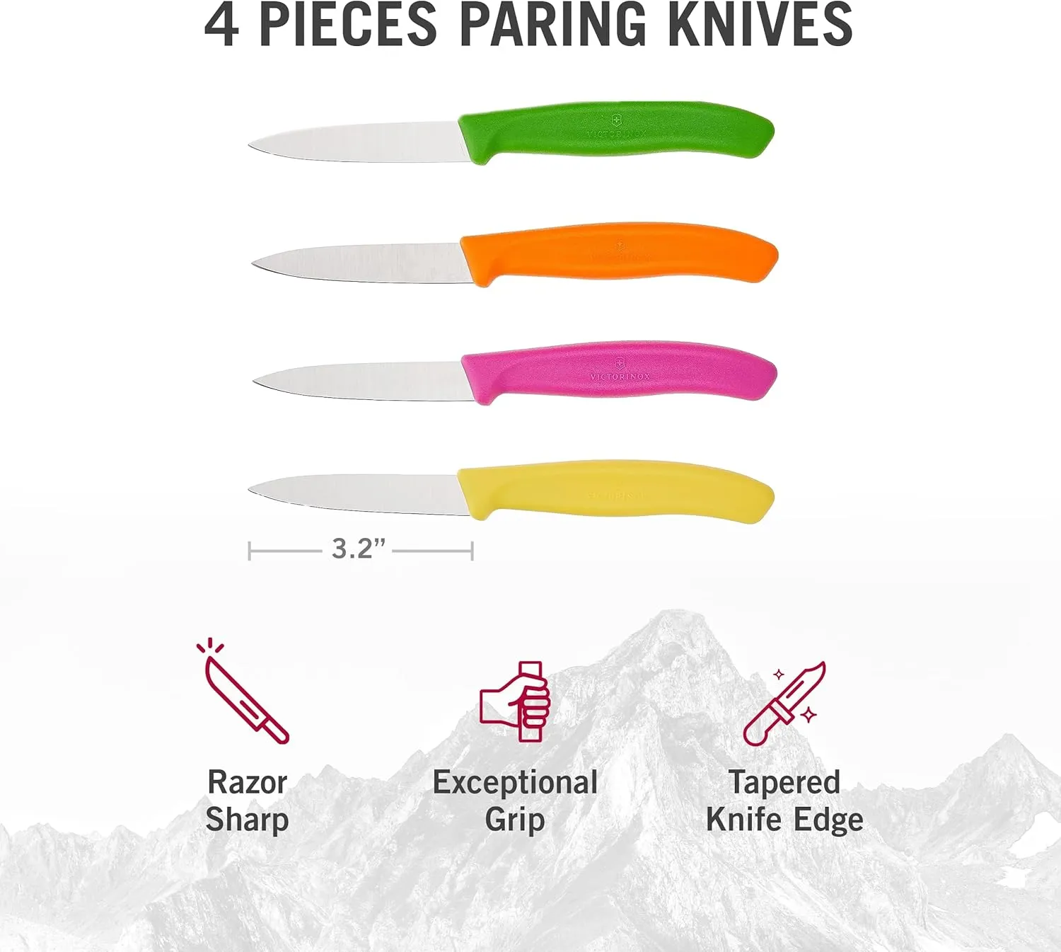 Victorinox 4-Piece Set of 3.25 Inch Swiss Classic Paring Knives with Straight Edge, Spear Point