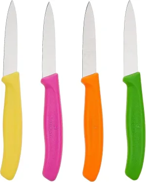 Victorinox 4-Piece Set of 3.25 Inch Swiss Classic Paring Knives with Straight Edge, Spear Point