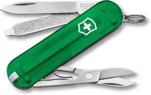 Victorinox Classic SD Swiss Army Knife, Compact 7 Function Swiss Made Pocket Knife with Small Blade, Screwdriver and Key Ring - Emerald