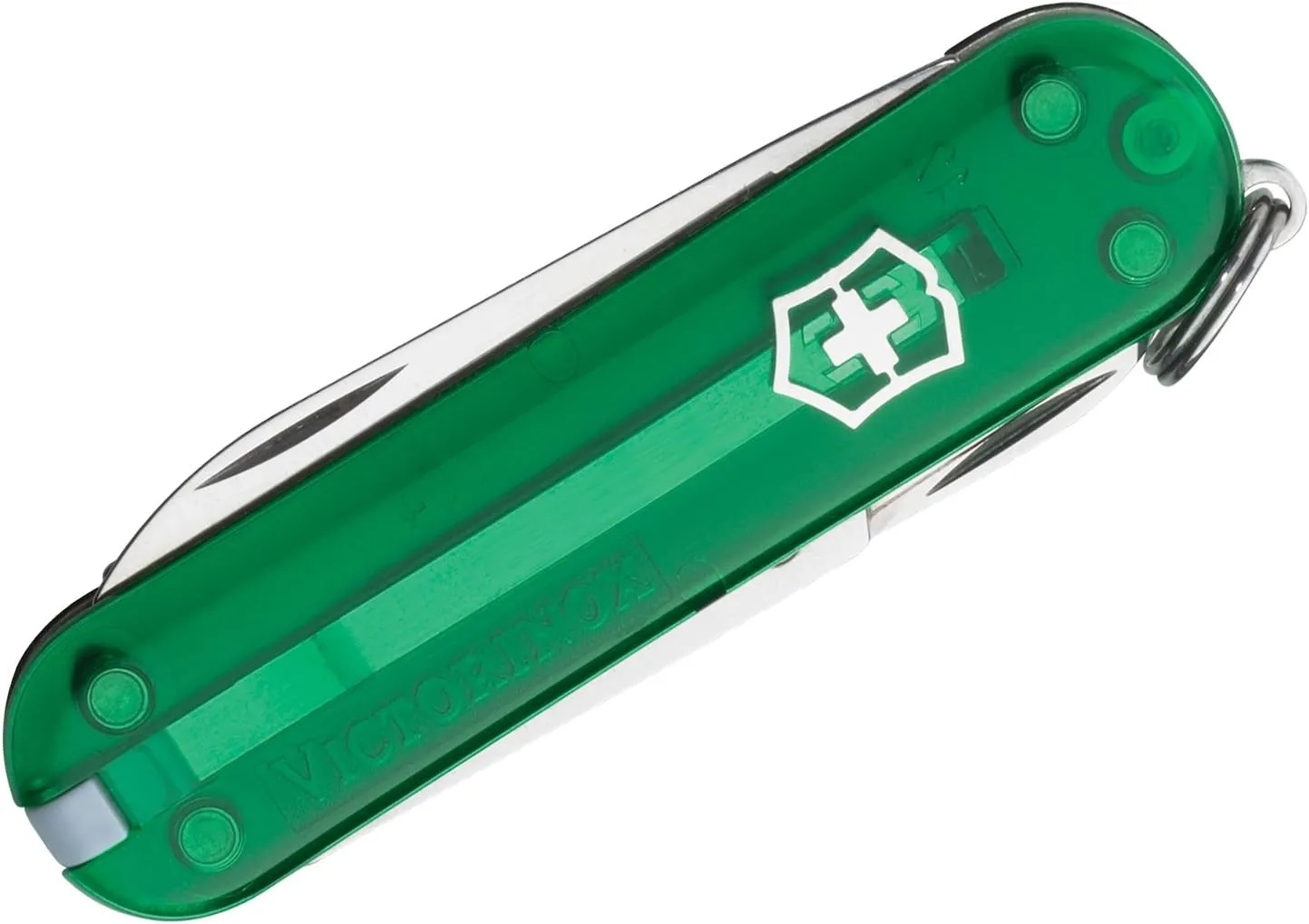 Victorinox Classic SD Swiss Army Knife, Compact 7 Function Swiss Made Pocket Knife with Small Blade, Screwdriver and Key Ring - Emerald