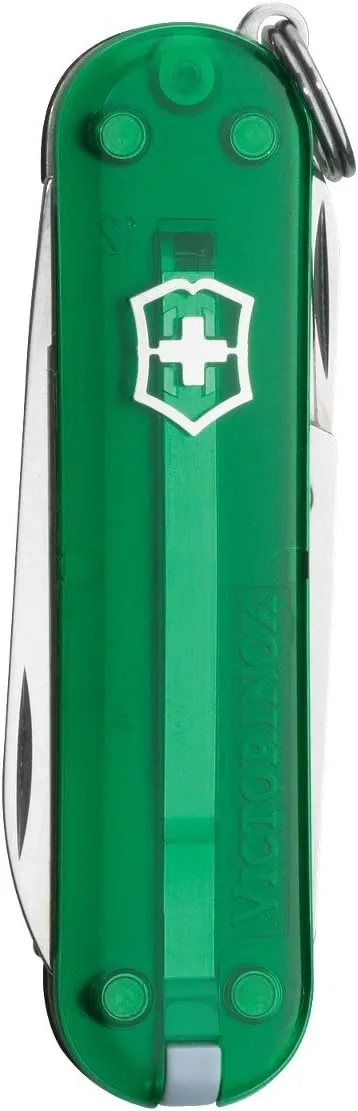Victorinox Classic SD Swiss Army Knife, Compact 7 Function Swiss Made Pocket Knife with Small Blade, Screwdriver and Key Ring - Emerald