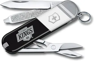 Victorinox Classic SD Swiss Army Knife – Compact 7 Function Swiss Made Pocket Knife with Small Blade, Screwdriver and Key Ring – Los Angeles Kings