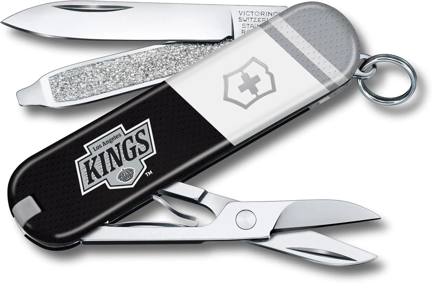 Victorinox Classic SD Swiss Army Knife – Compact 7 Function Swiss Made Pocket Knife with Small Blade, Screwdriver and Key Ring – Los Angeles Kings
