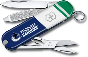 Victorinox Classic SD Swiss Army Knife – Compact 7 Function Swiss Made Pocket Knife with Small Blade, Screwdriver and Key Ring – Vancouver Canucks