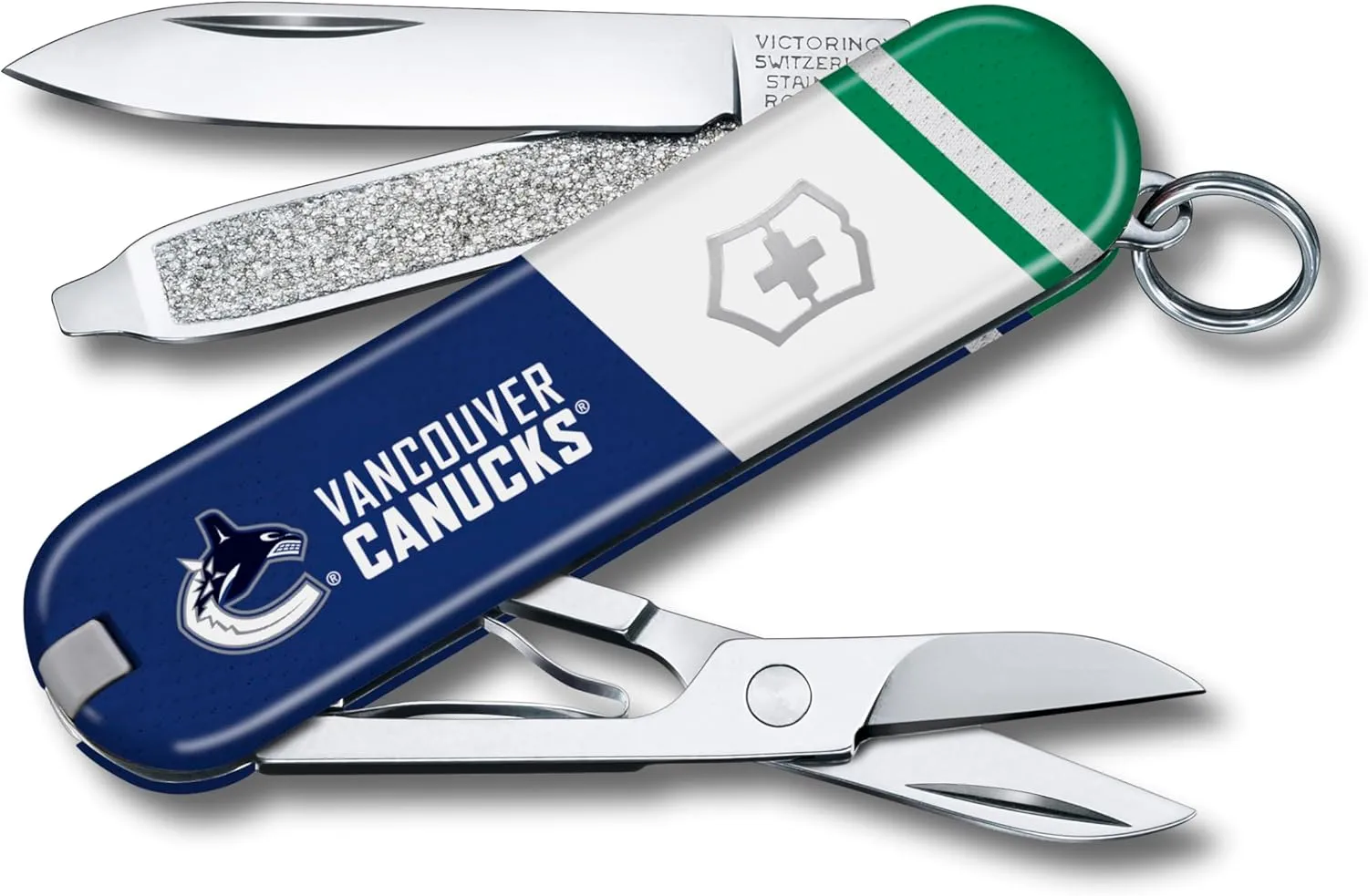 Victorinox Classic SD Swiss Army Knife – Compact 7 Function Swiss Made Pocket Knife with Small Blade, Screwdriver and Key Ring – Vancouver Canucks