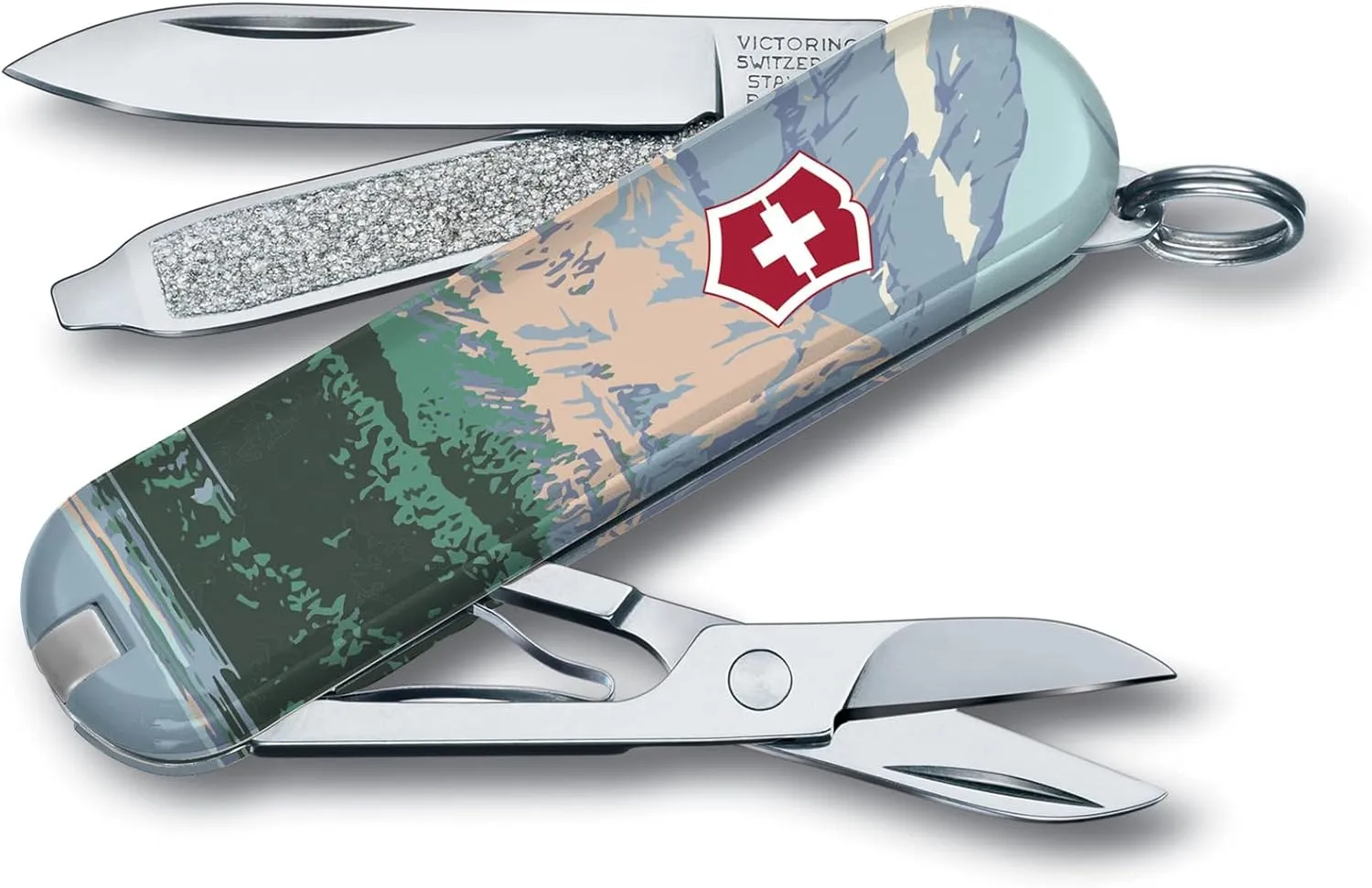 Victorinox Classic SD Swiss Army Knife, Compact, 7 Functions, Swiss Made Pocket Knife with Small Blade, Screwdriver and Key Ring - Glacier National Park