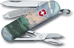 Victorinox Classic SD Swiss Army Knife, Compact, 7 Functions, Swiss Made Pocket Knife with Small Blade, Screwdriver and Key Ring - Glacier National Park