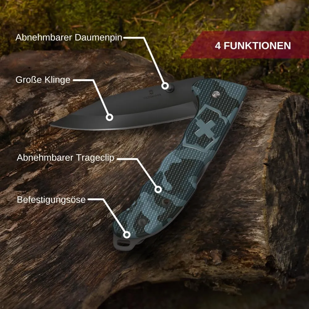 Victorinox Evoke Swiss Army Knife, Featuring a Foldable Blade with Thumb Stud and Lockback Mechanism