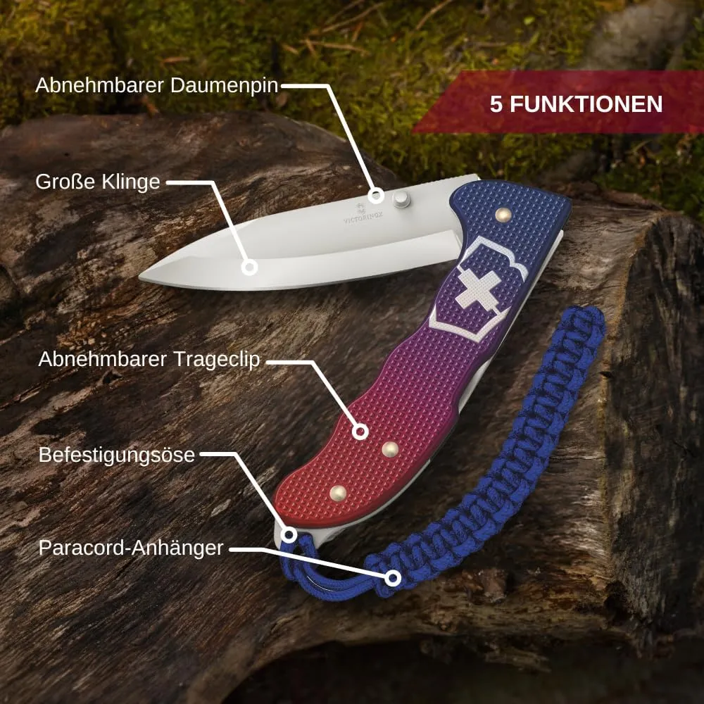 Victorinox Evoke Swiss Army Knife, Featuring a Foldable Blade with Thumb Stud and Lockback Mechanism