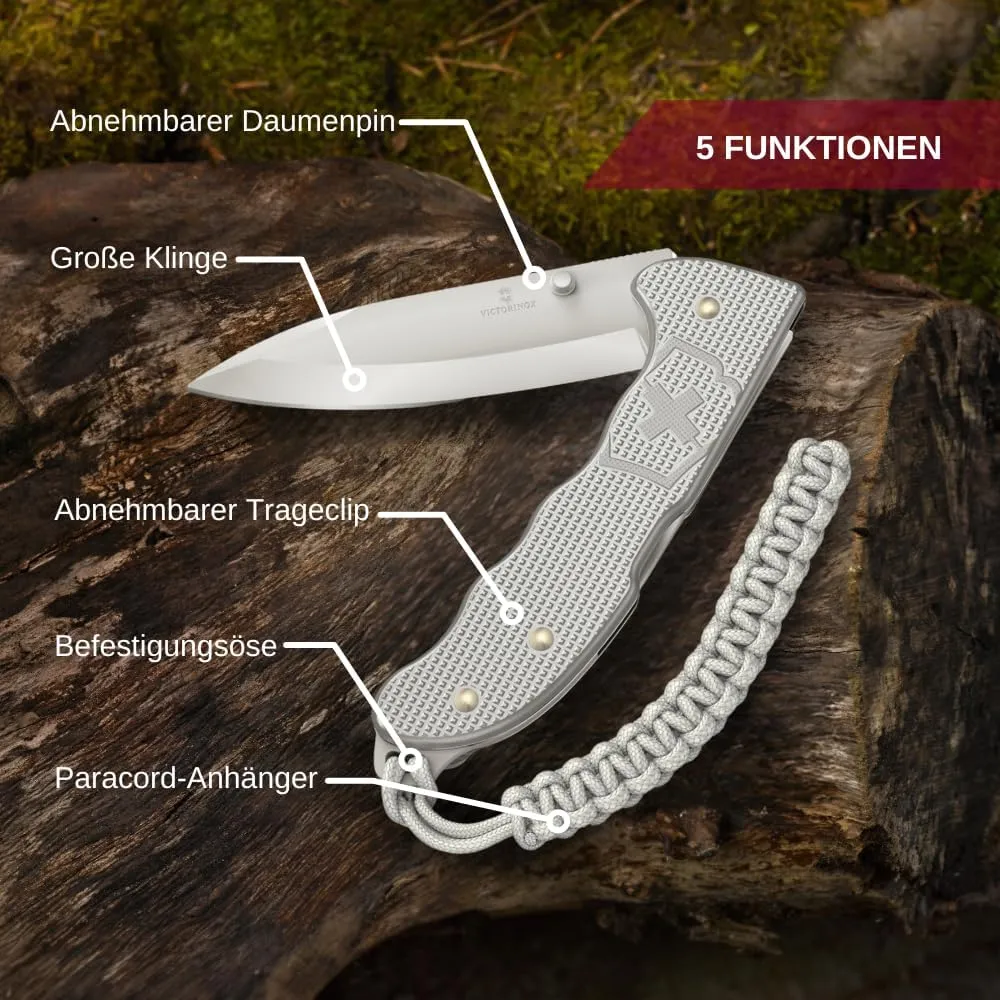 Victorinox Evoke Swiss Army Knife, Featuring a Foldable Blade with Thumb Stud and Lockback Mechanism