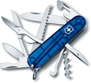 Victorinox Huntsman Swiss Army Knife, 15 Functions, Swiss Made Pocket Knife with Large Blade, Screwdriver, Scissors and Wood Saw - Sapphire