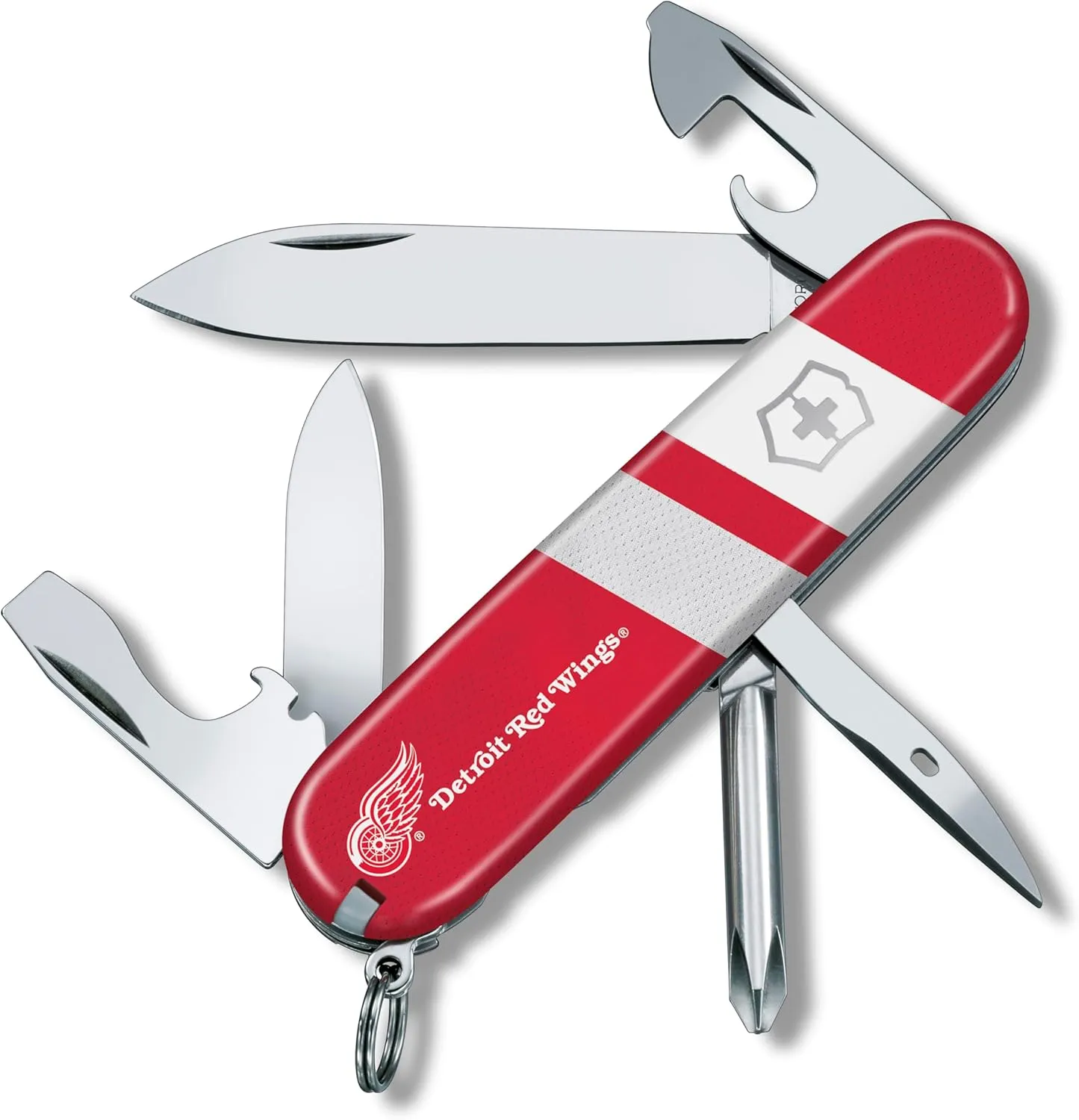 Victorinox Tinker Swiss Army Knife – Compact 12 Function Swiss Made Pocket Knife with Large Blade, Small Blade and Bottle Opener – Detroit Red Wings