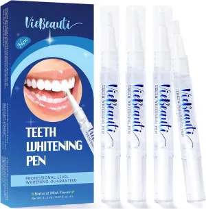 VieBeauti Teeth Whitening Pen (4 Pcs), 40  Uses, Effective, Painless, No Sensitivity, Travel-Friendly, Easy to Use, Beautiful White Smile, Mint Flavor