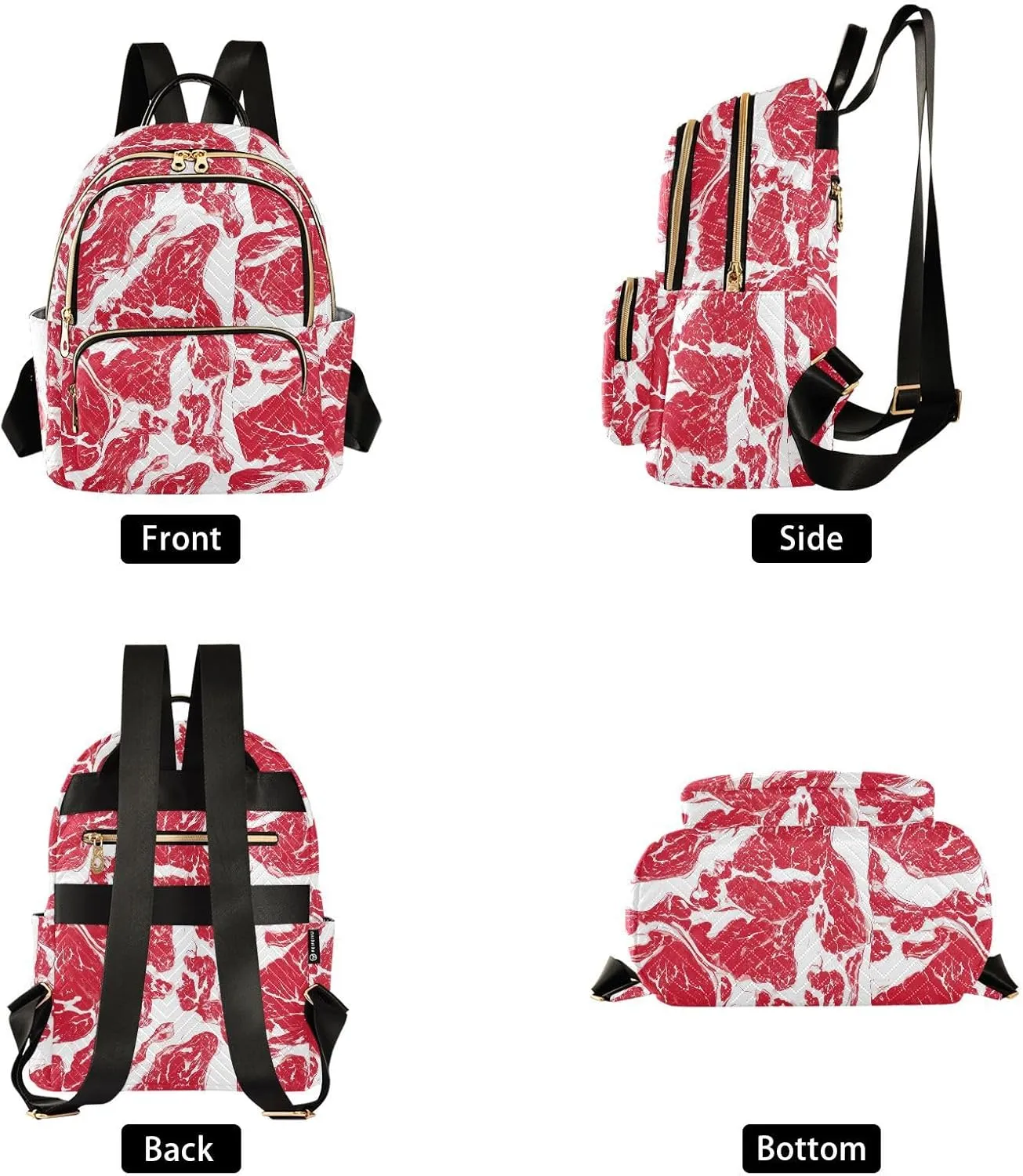 VIGTRO Women Fashion Backpack Quilted Mini Purse Abstract Beef Texture, Lightweight Travel Casual Shoulder Backpack with Adjustable Straps Size S