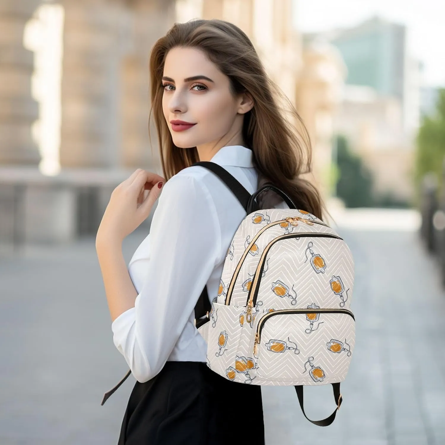 VIGTRO Women Fashion Backpack Quilted Mini Purse Funny Drip Pattern, Lightweight Travel Casual Shoulder Backpack with Adjustable Straps Size S