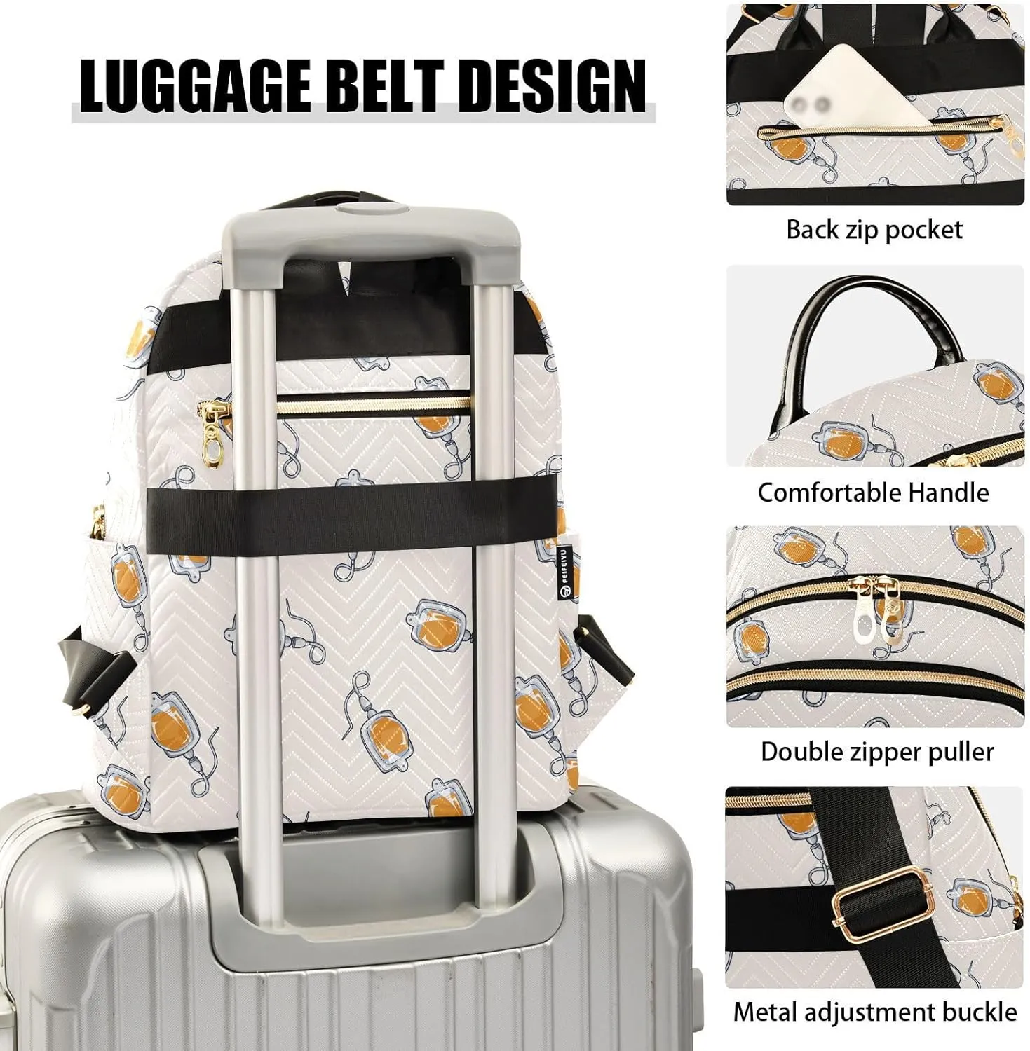 VIGTRO Women Fashion Backpack Quilted Mini Purse Funny Drip Pattern, Lightweight Travel Casual Shoulder Backpack with Adjustable Straps Size S