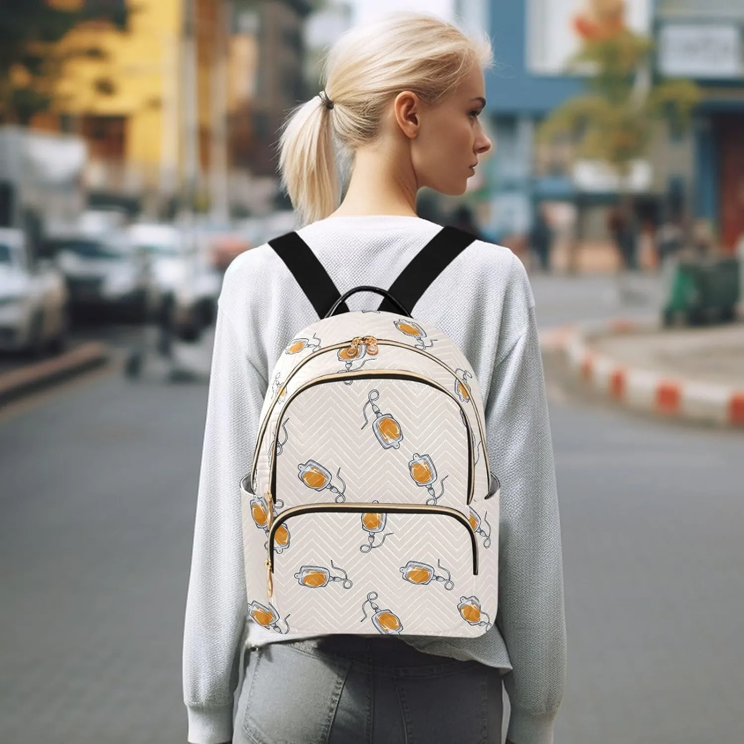 VIGTRO Women Fashion Backpack Quilted Mini Purse Funny Drip Pattern, Lightweight Travel Casual Shoulder Backpack with Adjustable Straps Size S