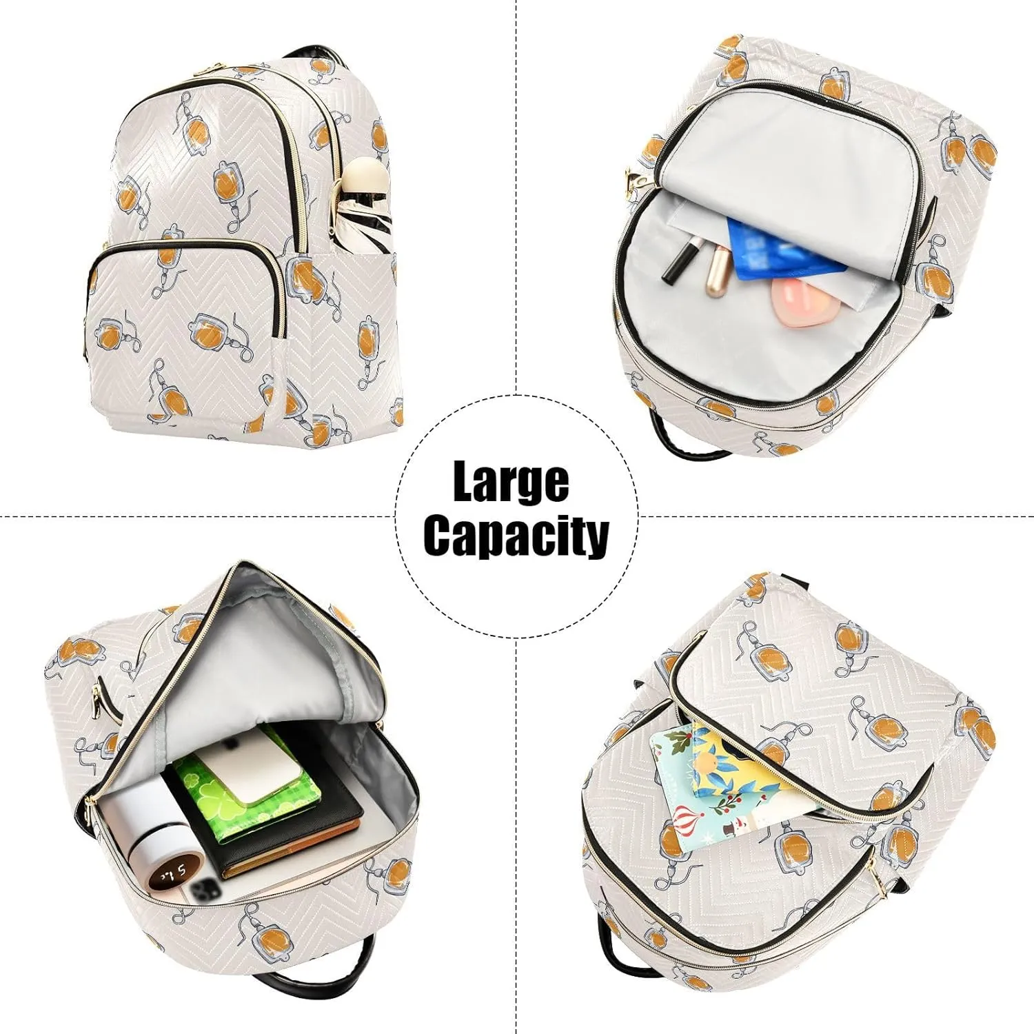 VIGTRO Women Fashion Backpack Quilted Mini Purse Funny Drip Pattern, Lightweight Travel Casual Shoulder Backpack with Adjustable Straps Size S